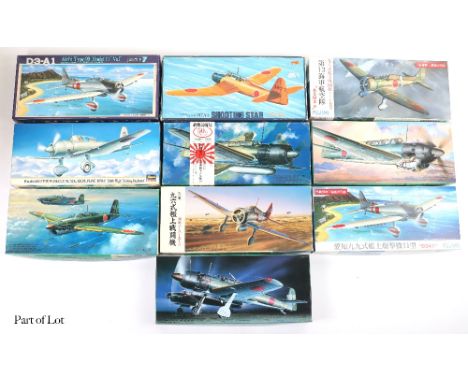 Twenty-eight 1:72 scale W.W.II Japanese fighter model kits, 14xFujimi kits including 3 in 1 Nakajima Gekko (Irving) combo set