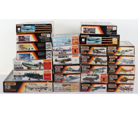 Twenty-Two Matchbox 1:72 scale model Aircraft kits, including Heinkel Seaplane, Beech Kansan, Messerschmitt, Folke Wulf, BAC/