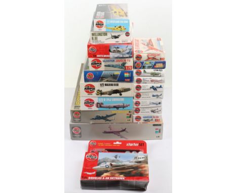 Nineteen Airfix 1:72 scale aircraft model kits, including, MiG 15, Messerschmitt me 262a, Red Arrows gnat, De Havilland dhc-1