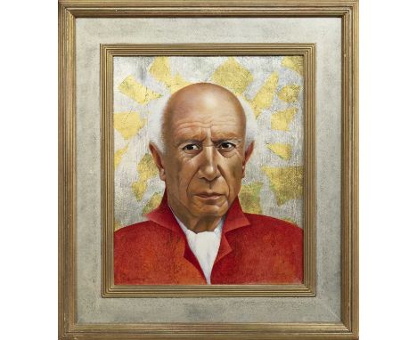 * KATALIN NEMETHY (BRITISH b. 1951),PORTRAIT OF PABLO PICASSOmixed media on board, signedimage size 44cm x 37cm, overall size