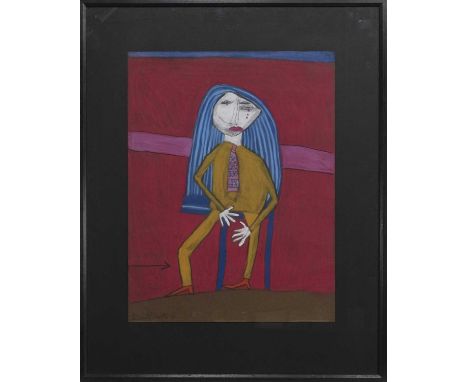 * PAT DOUTHWAITE (SCOTTISH 1939 - 2002),THE THIRD EYEpastel on paper, signed and dated '70image size 66cm x 50cm, overall siz