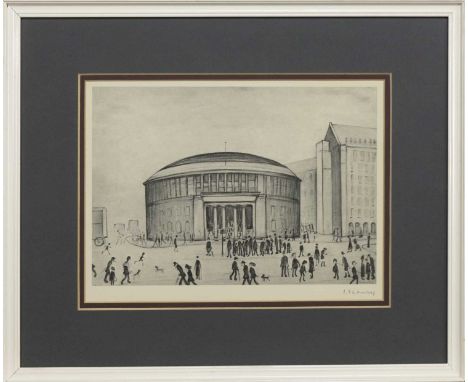 * LAURENCE STEPHEN LOWRY RBA RA (BRITISH 1887 - 1976),THE MANCHESTER REFERENCE LIBRARYoffset lithograph on paper, signed in p