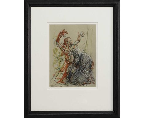 * PETER HOWSON OBE (SCOTTISH b. 1958),THE MOCKING OF CHRISTmixed media on paper, signed and dated '08, titled label versoimag