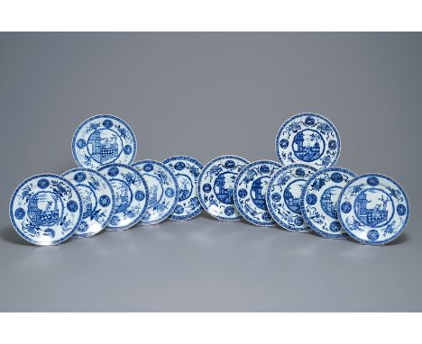 Twelve Chinese blue and white plates with boys, Kangxi -- Dia.: 22,5 cm   ---   Condition reports, high resolution images or 