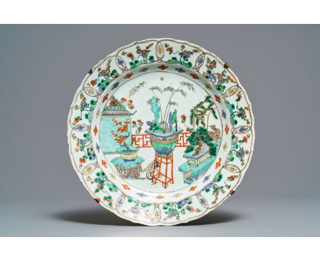 A Chinese famille verte dish with Johanneum mark, ex-coll. August the Strong, Kangxi -- Dia.: 38 cmÊ Provenance: With an engr