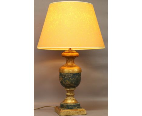 Portaromana - painted and gilded wood lamp with shade (71 cm h) collector's electrical item