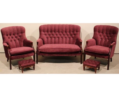 A 3-piece cottage suite (Parker Knoll model PK1022-27), 2 armchairs (69 x 82 x 87 cm h) and a 2-seater sofa (117 x 85 x 87 cm