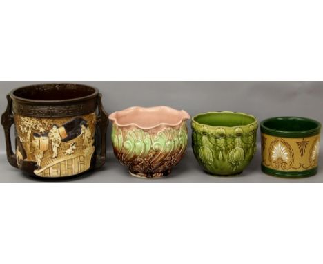 Four ceramic jardinaires/planters, including a Bretby Chinoisserie example