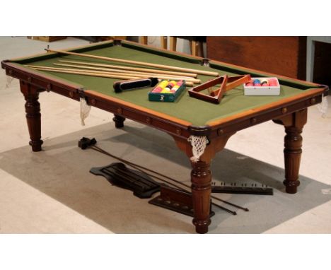 A Victorian mahogany framed slate base snooker table/dining table, made by Riley and refurbished by Sir Willliam Bentley Bill