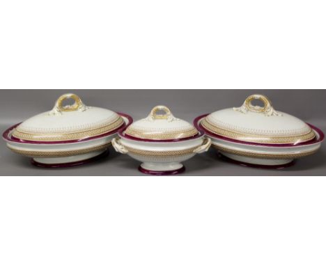 Three Royal Worcester tureens with lids