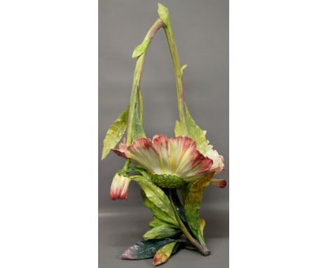 An Italian ceramic vase of naturalistic floral form (crowned N - Capodimonte mark)