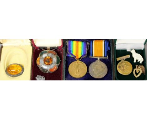 Two medals (WWI - The Great War Medal, George V Medal) inscribed Pte. O. James, Oxford & Bucks Light Infantry, together with 