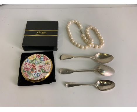 Compact, Beads and Teaspoons 