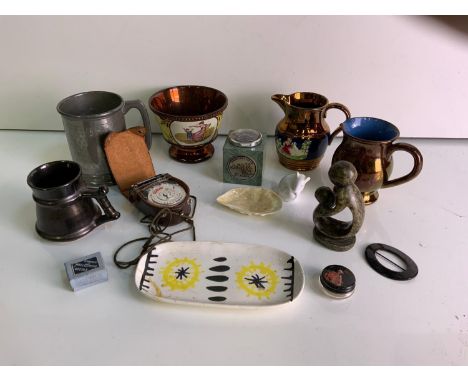 Quantity of Misc - Pewter Tankard, Thermometer and Light Metre etc 