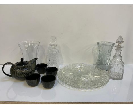 Japanese Style Teapot and Cups, Decanters etc 