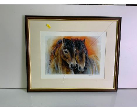 Framed Horse Print - Cracked Glass 