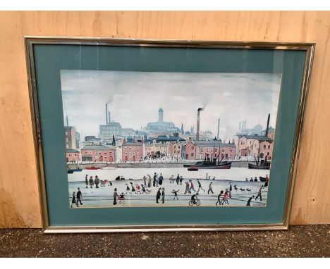 Framed Lowry Print - Northern River Scene 