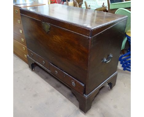 A large Georgian mahogany mule chest on bracket feet, W121cm, H100cm, D60cm 