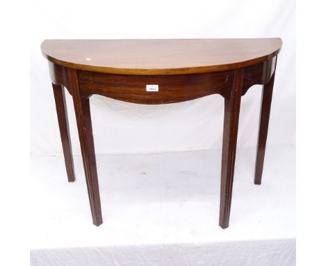 A Georgian mahogany demi-lune console table, W100cm, H71cm, D47cm 