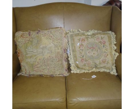 2 needlework tapestry upholstered cushions 