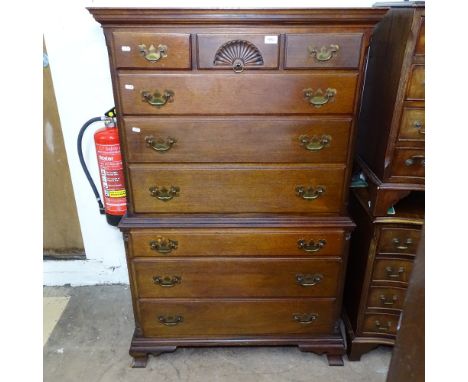 A modern Georgian style chest on chest, with bracket feet, W89cm, H142cm, D52cm 