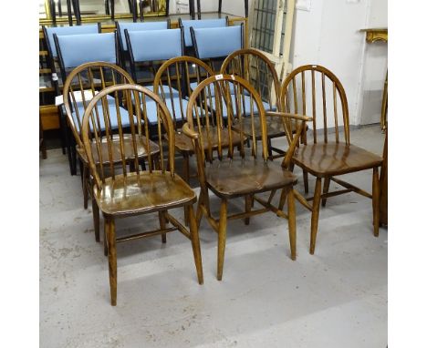 A set of 6 early 20th century Ercol stick-back dining chairs (4 and 2) 