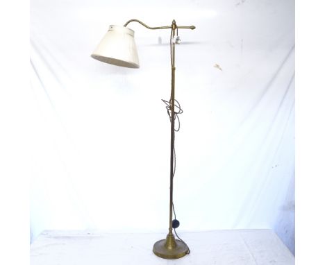 A telescopic brass standard lamp, overall height 168cm 