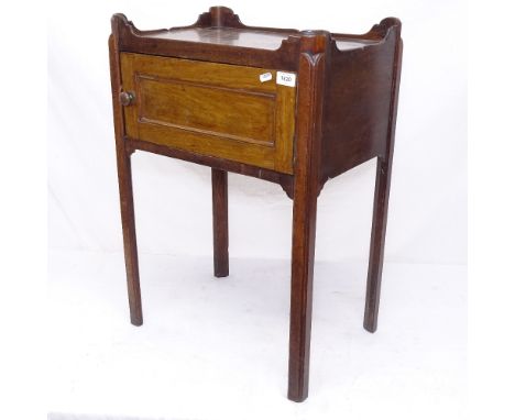 A George III mahogany tray-top commode, W52cm, H74cm, D36cm 