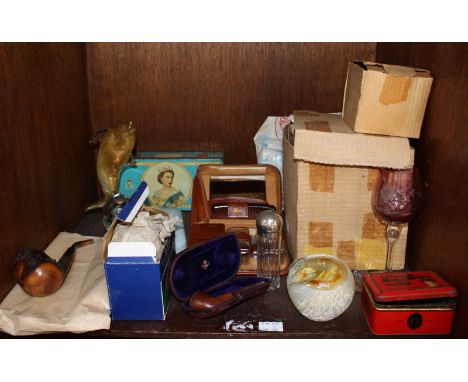 SECTION 45.  An assortment of mixed collectables including a travel grooming set, glass paperweights, a vintage telephone, ap