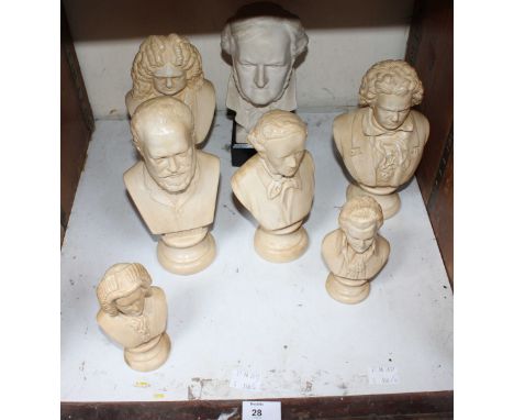 SECTION 28. A group of seven ceramic busts each depicting a different composer, including Mozart, Beethoven, Wagner and Bach