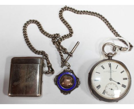 An early 20th century silver open faced pocket watch, the dial with Roman numerals depicting hours and subsidiary seconds dia