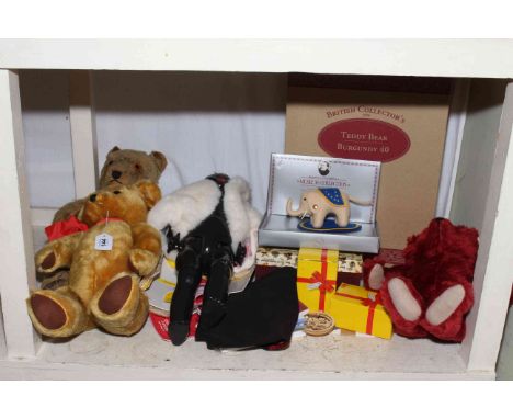 Collection of Steiff teddy bears including a Growler and Elephant, together with a doll.