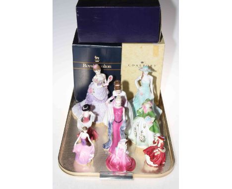 Three large Royal Worcester ladies, four Coalport and two Royal Doulton ladies (9).