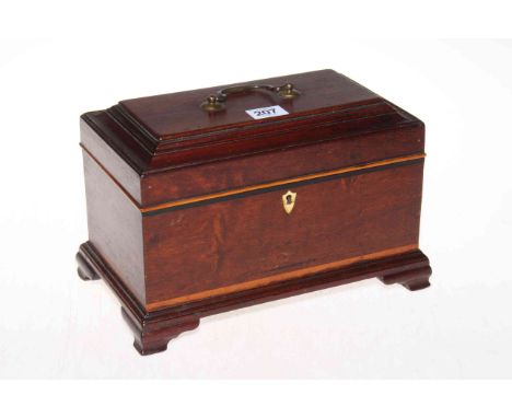 Vintage inlaid mahogany caddy box, 18cm high.