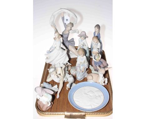 Collection of Lladro and Nao figures and animals including Ballerina.