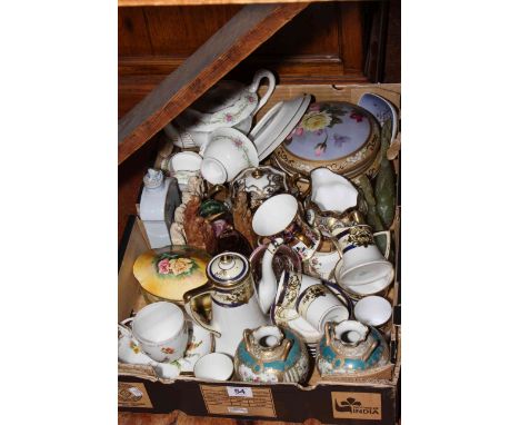 Box of ceramics including Noritake, Spode, Royal Copenhagen, etc.