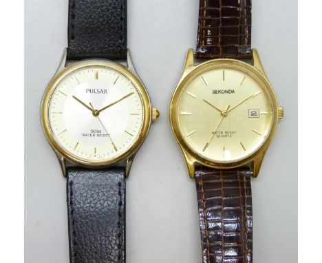 Two wristwatches - Sekonda and Pulsar, 35mm including crown