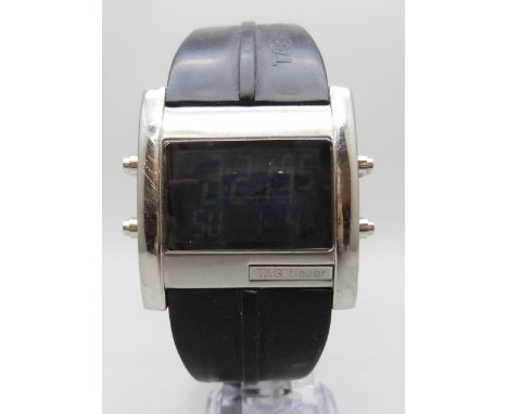 A Tag Heuer Sixty Nine Digital Microtimer wristwatch, Ref. 0008812-388, 45mm including crown, on a Tag Heuer rubber strap