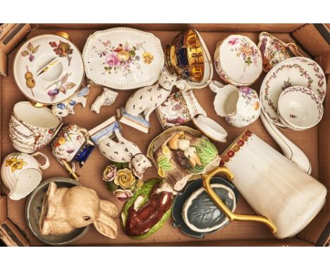 Miscellaneous ornamental ceramics, Royal Crown Derby Posies pattern box and cover, New Hall tea bowl and saucer, etc  Mostly 