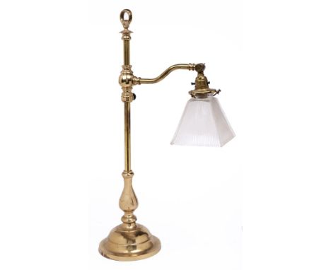 An adjustable brass reading lamp, 20th c,&nbsp; 60cm h  Good condition