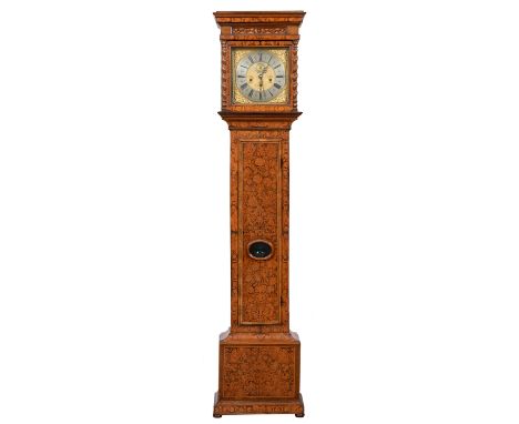 A walnut and floral marquetry eight day longcase clock, Johannes Taylor de Duckenfeild, early 18th c, the movement with ancho