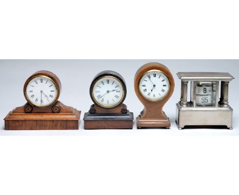 Novelty clock. A nickel plated ticket or plato clock, early 20th c, of rectangular shape with fluted pillars and pin pallet m
