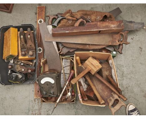 Miscellaneous vintage woodworking and other tools and an AVO meter, etc  