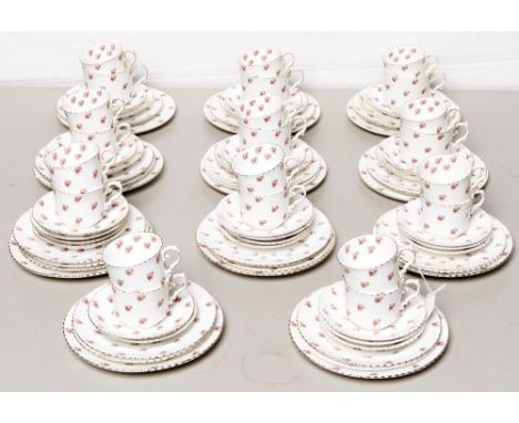 An Aynsley tea service, decorated with scattered roses, the rim gilt, printed mark  Good condition