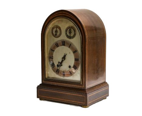 A mahogany chiming table clockCondition report: Not tested for working condition. Movement looks complete, with pendulum.