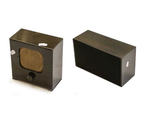 A Supervox McMichael Type 498 wedge-form set; an unmarked two-band set (loose chassis); a Thomas Collector's Edition Radio, i