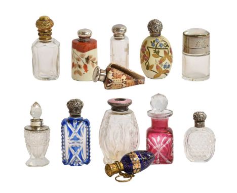 A Collection of Assorted Silver and Metal-Mounted Glass, Ceramic and Other Scent-Bottles, including: a ceramic example with g