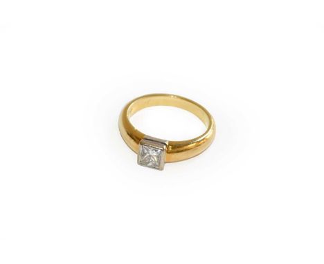 A diamond solitaire ring, stamped '18CT', finger size I1/2Condition report: Gross weight 4.5 grams.