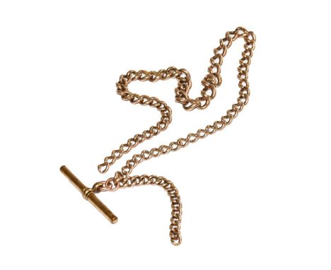 An Albert chain, with attached T-bar (a.f.)Condition report: Chain - each link stamped but they are illegible. T-bar - gilt m