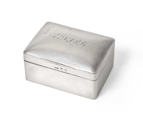 A Victorian silver trinket-box, maker's mark JNM, Chester, 1896, oblong, the slightly domed cover engraved with initials, 8cm